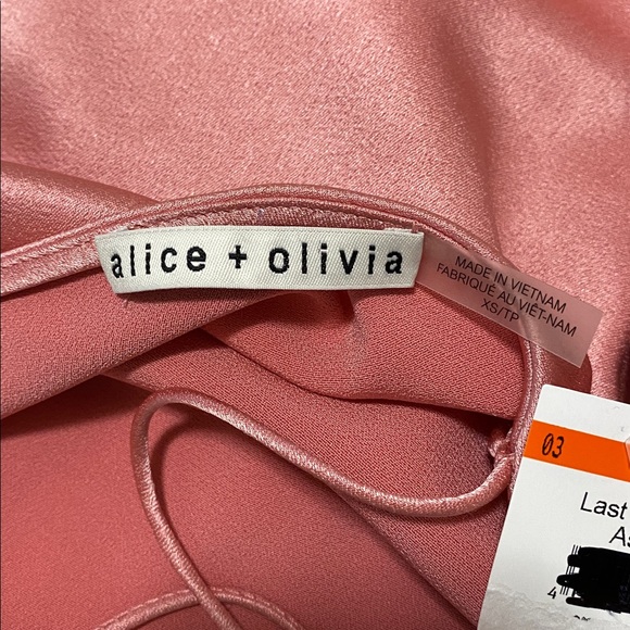 NWT Alice + Olivia Harmon Draped Satin Camisole Cami Tank Top Rose Pink Size XS - Picture 9 of 10